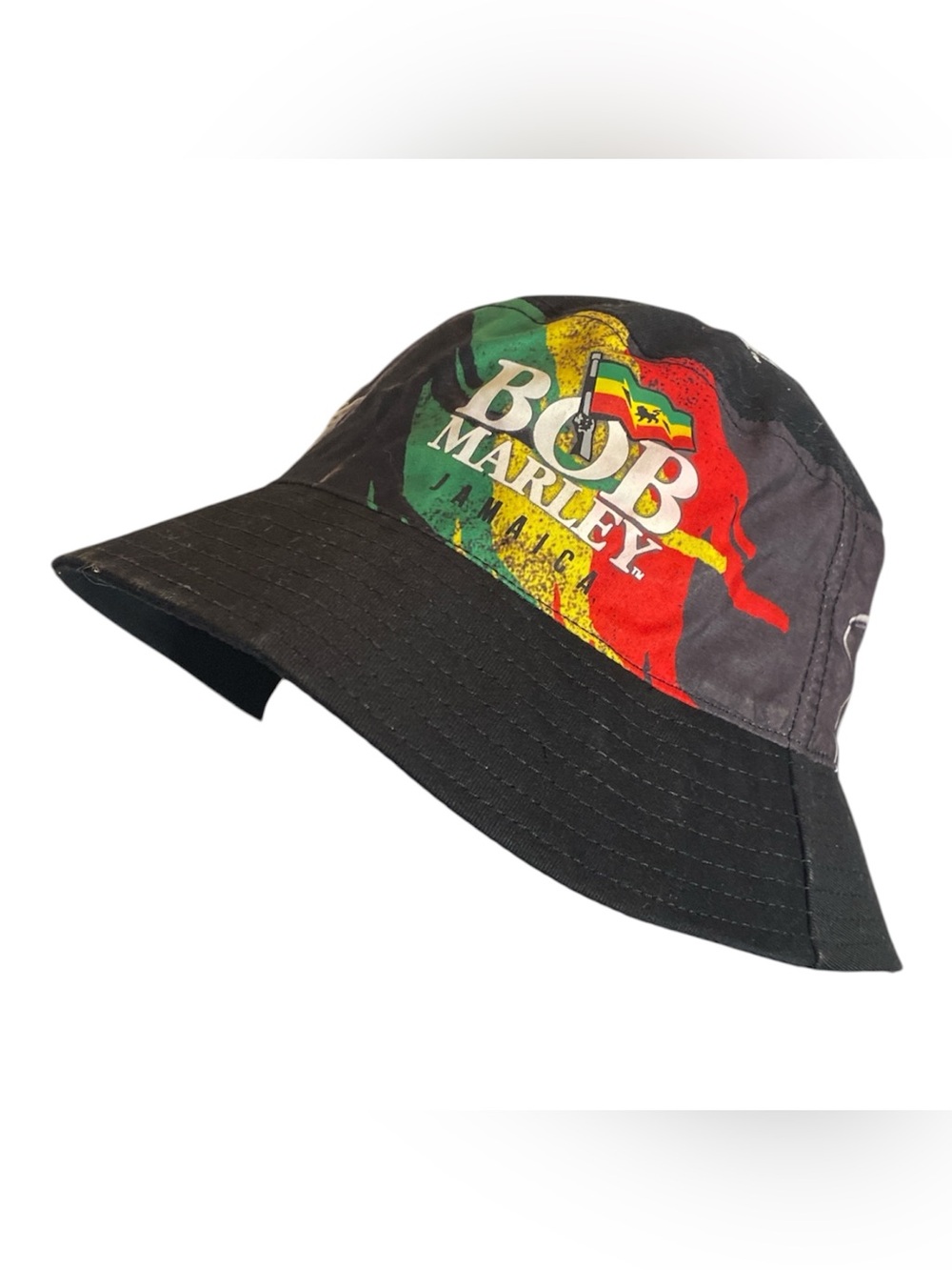 Bob Marley Collection Rasta Graphic Bucket Hat- New